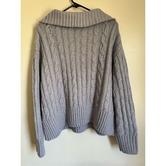Sincerely Jules Womens Blue Chunky Partial Zip Pullover Cable Knit Sweater sz XL - Picture 3 of 6